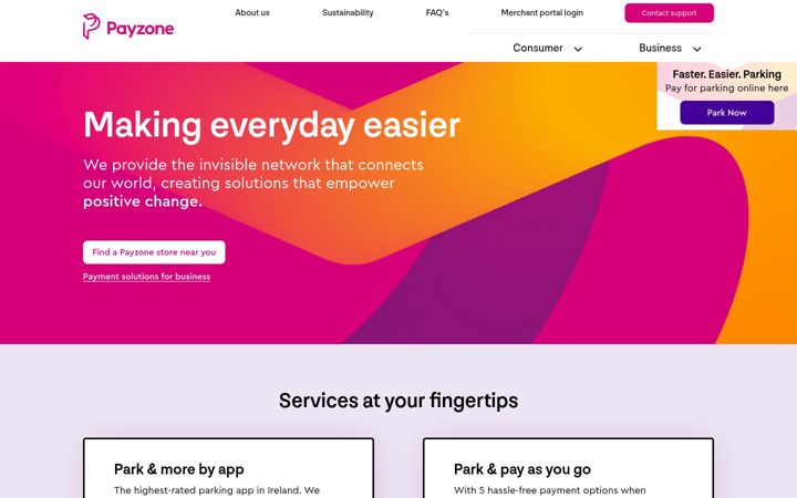 Capture d'écran de payzone.ie