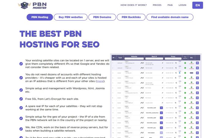 Screenshot van pbnmonster.com