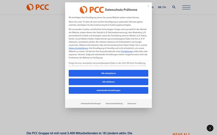 Screenshot of pcc.eu