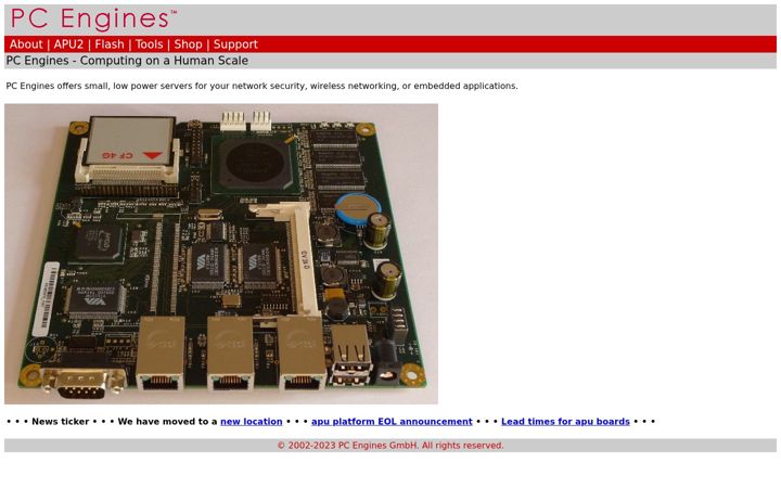 Screenshot of pcengines.ch