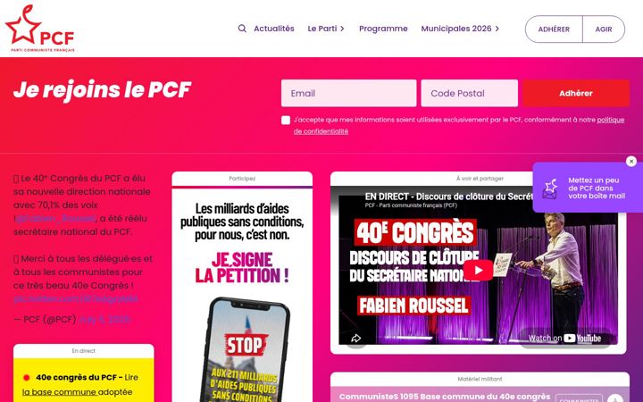 Screenshot of pcf.fr