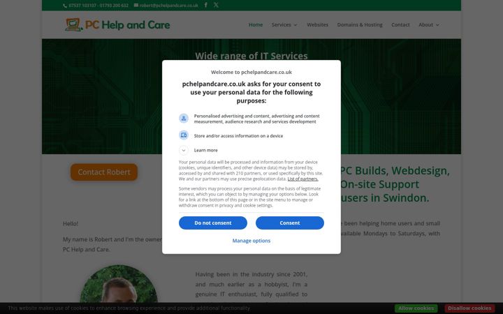 Екранна снимка на pchelpandcare.co.uk