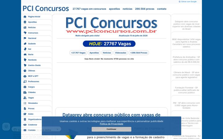 Skærmbillede af pciconcursos.com.br