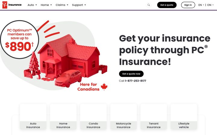 Screenshot of pcinsurance.ca