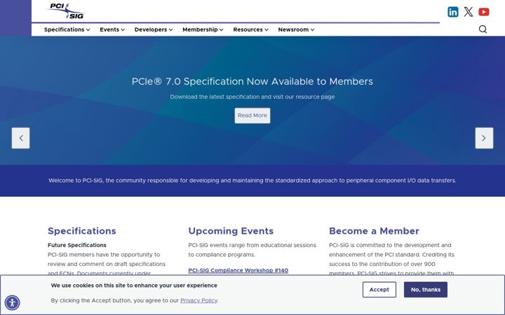 Screenshot of pcisig.com