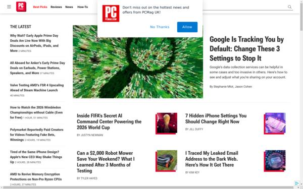 Screenshot of pcmag.com