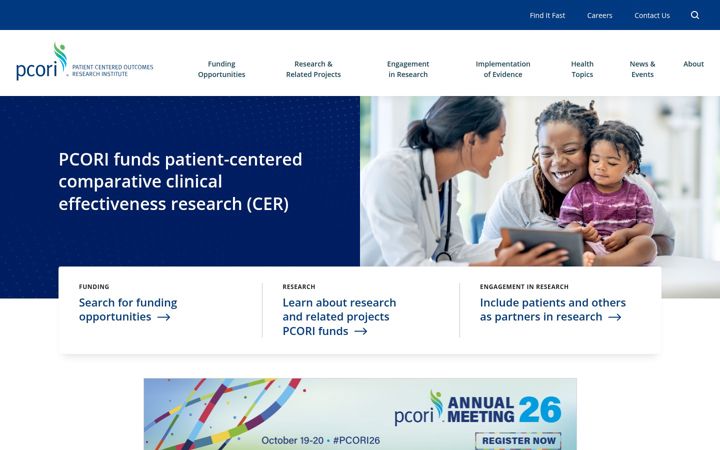 Screenshot of pcori.org