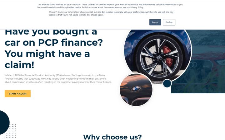 Snimka zaslona za pcpclaimservices.co.uk