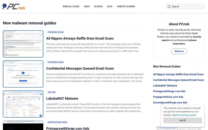 Screenshot of pcrisk.com