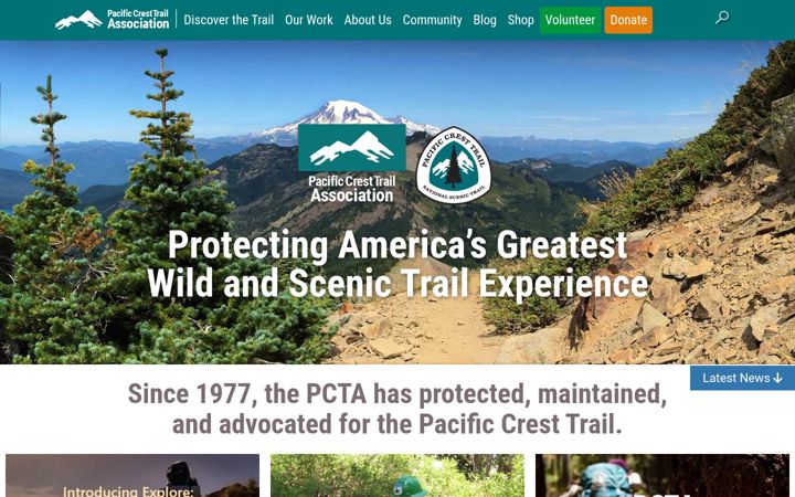 Screenshot of pcta.org