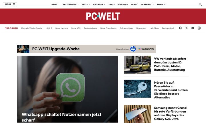 Screenshot van pcwelt.de