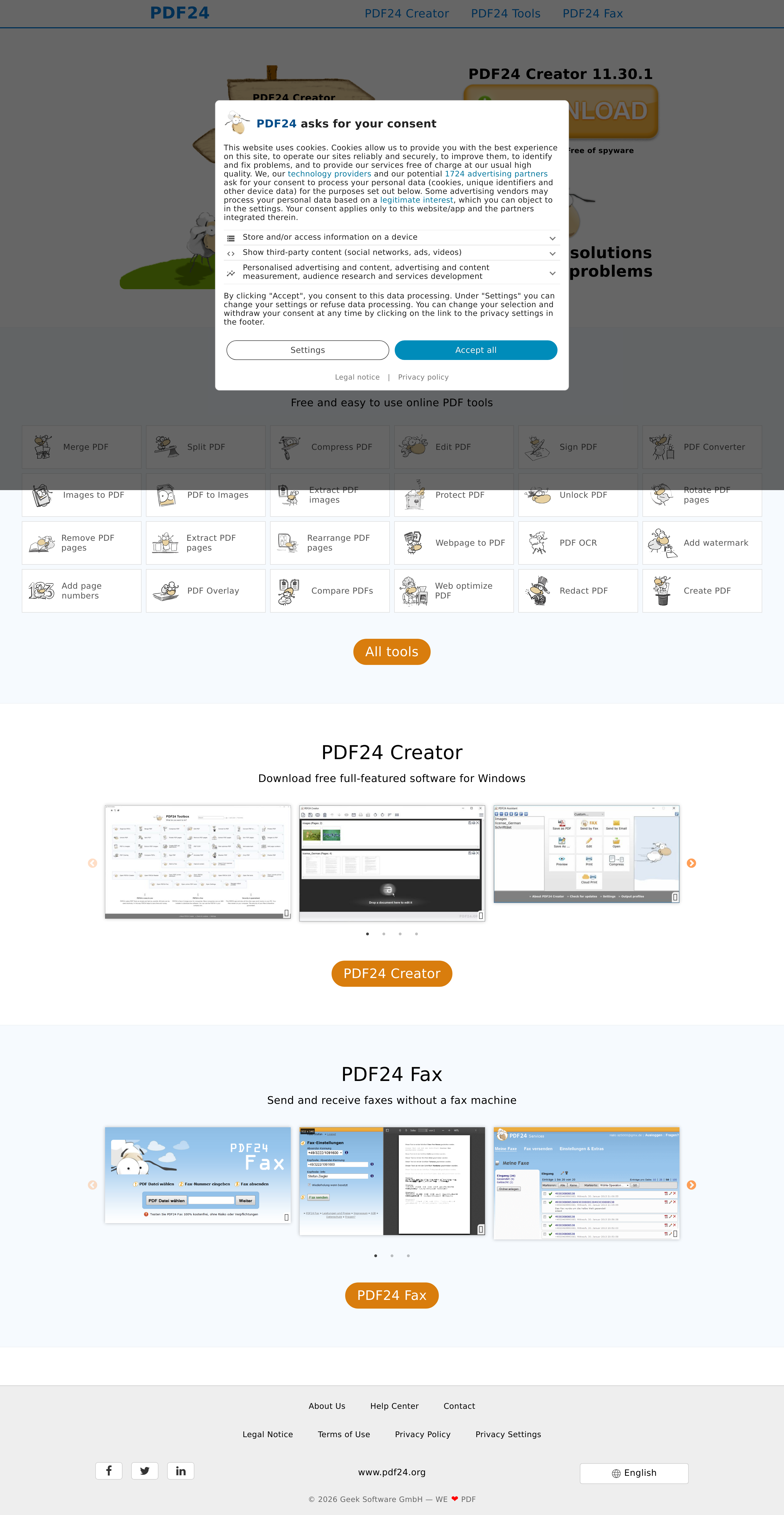 Screenshot of pdf24.org