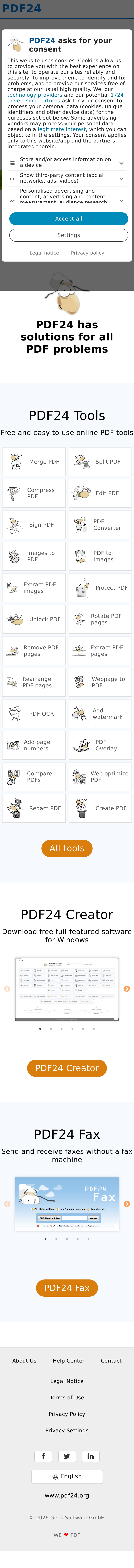 Mobile screenshot of pdf24.org