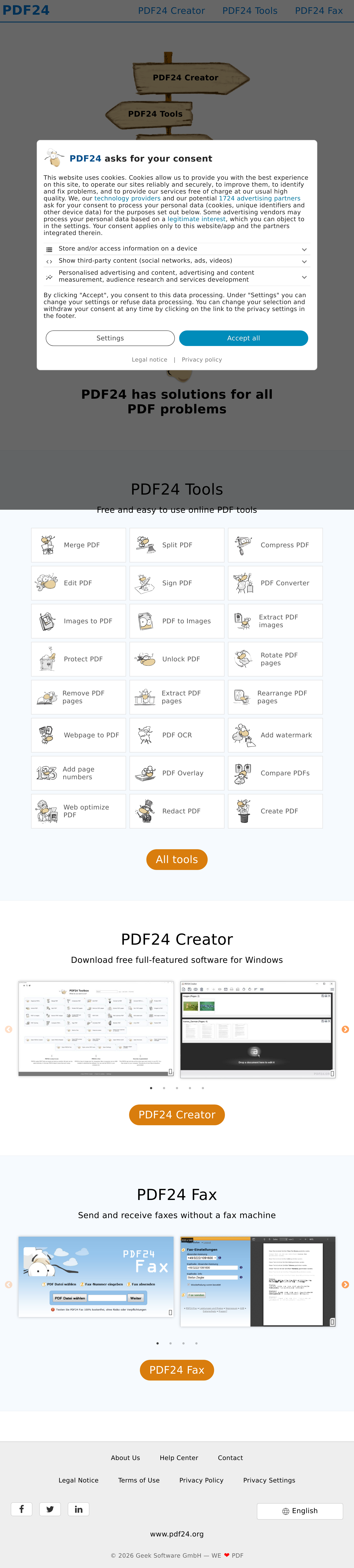 Tablet screenshot of pdf24.org