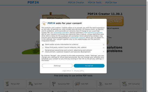 Screenshot of pdf24.org
