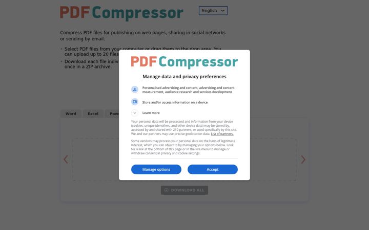 Screenshot of pdfcompressor.com