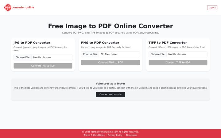 Screenshot of pdfconverteronline.com