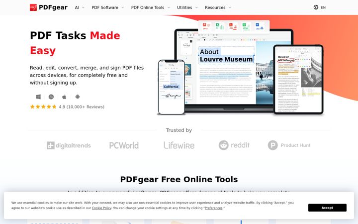Skjámynd af pdfgear.com