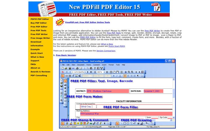 Screenshot of pdfill.com