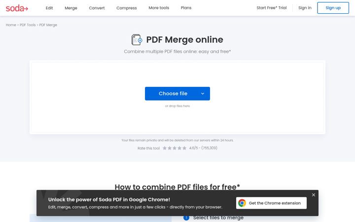 Screenshot of pdfmerge.com