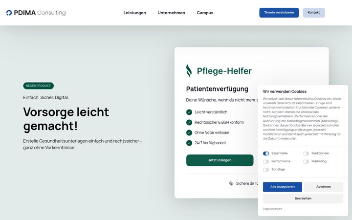 Screenshot of pdima.de