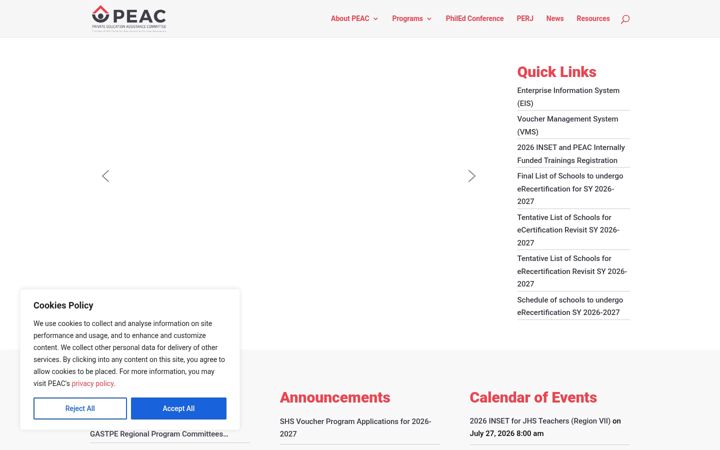 Screenshot of peac.org.ph