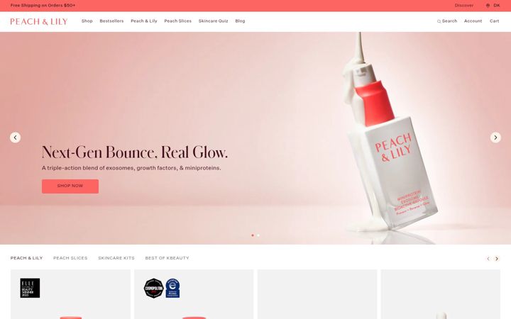 Screenshot of peachandlily.com