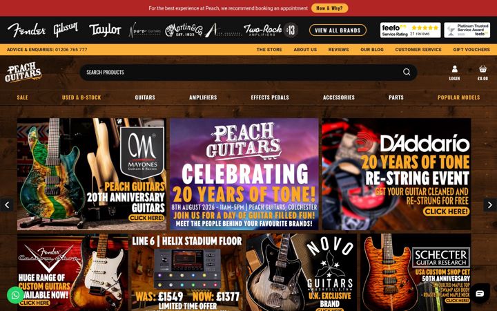 Screenshot of peachguitars.com
