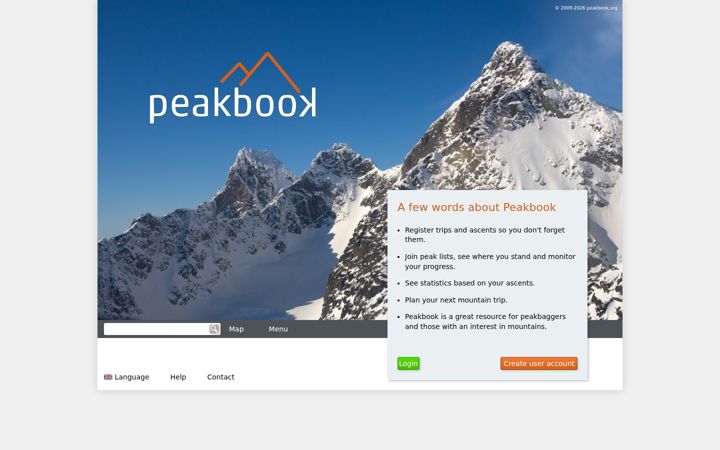 Screenshot of peakbook.org