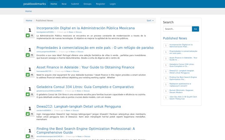Screenshot of peakbookmarks.com