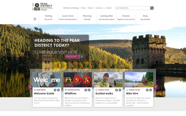 Screenshot of peakdistrict.gov.uk