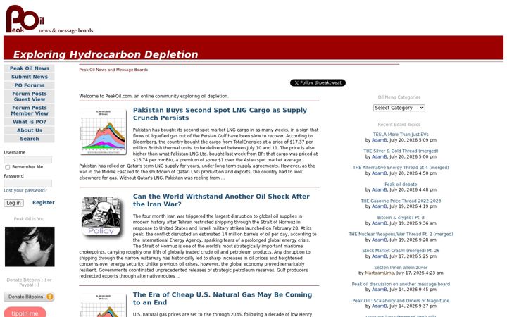 Screenshot of peakoil.com