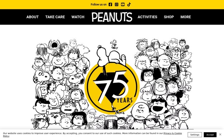 Captură de ecran a peanuts.com