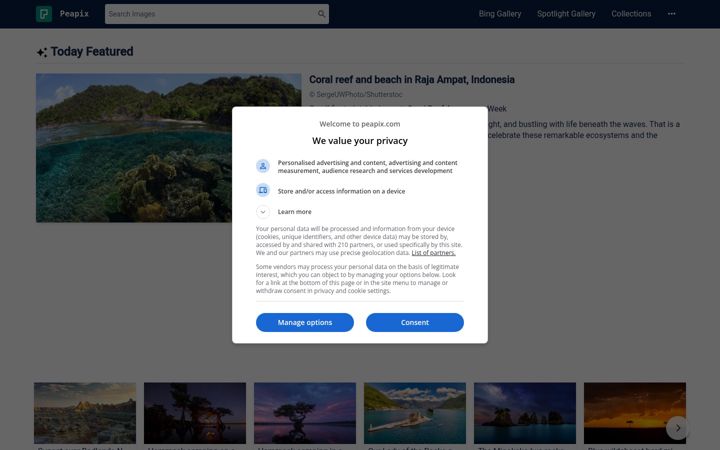 Screenshot of peapix.com