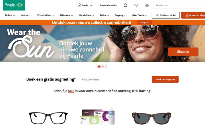 Screenshot of pearle.nl