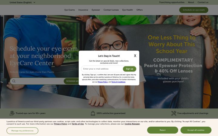 Screenshot of pearlevision.com