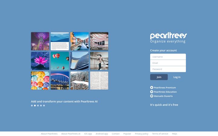 Screenshot von pearltrees.com