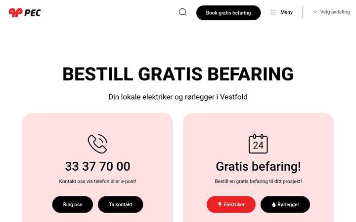 Kuvakaappaus sivustosta pec.no