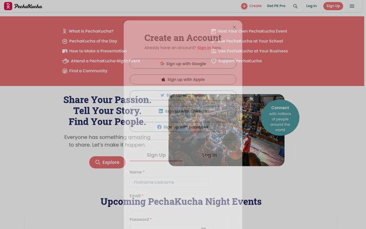 Screenshot of pechakucha.org