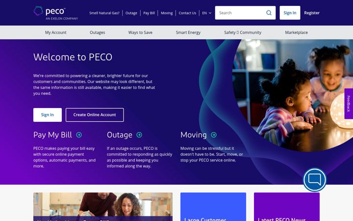 Screenshot of peco.com