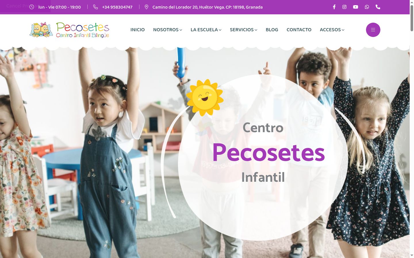 Captura de pantalla del banner de consentimiento mostrado antes de cualquier interacción