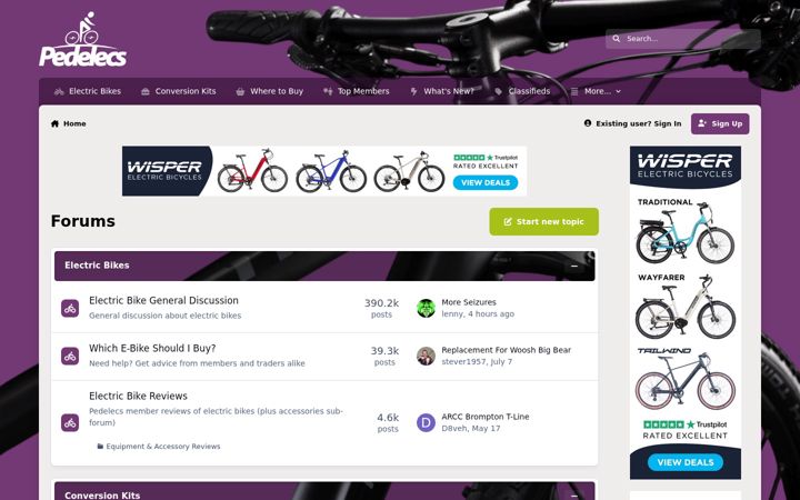 Screenshot of pedelecs.co.uk