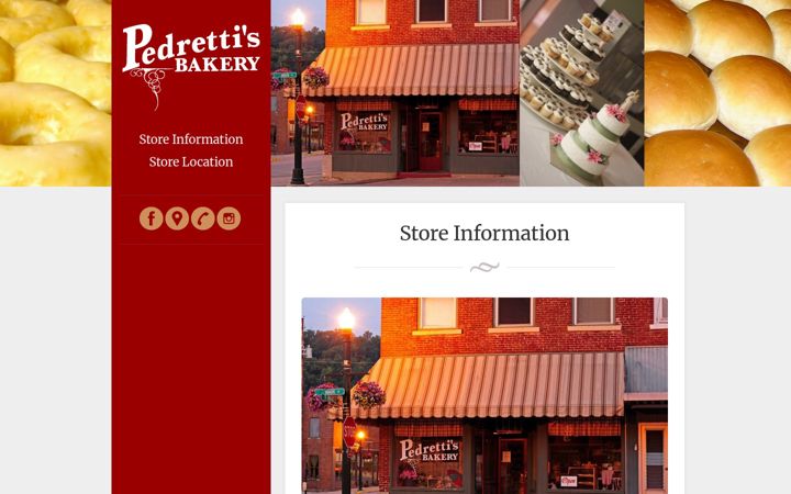 Screenshot of pedrettisbakery.com