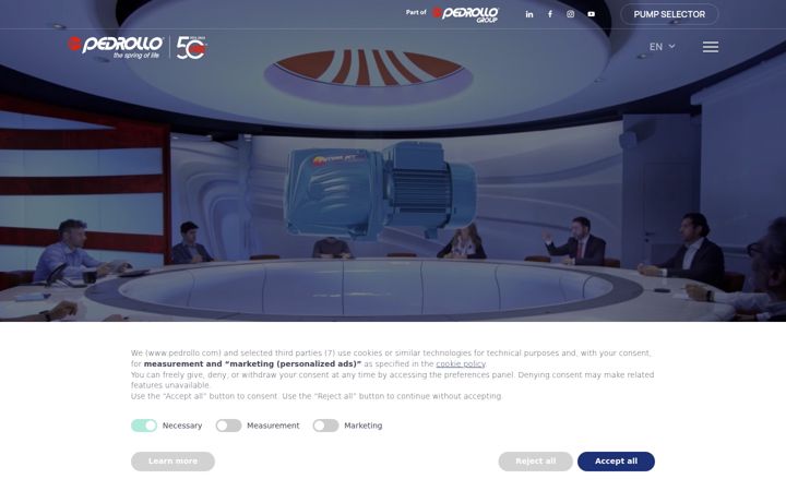Screenshot of pedrollo.com