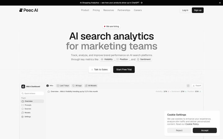 Screenshot of peec.ai