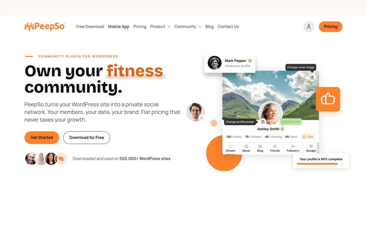 Screenshot of peepso.com
