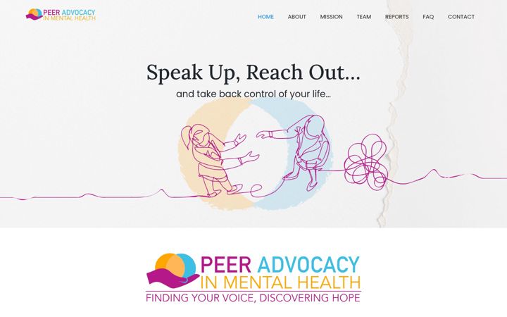 Snímek obrazovky peeradvocacyinmentalhealth.com