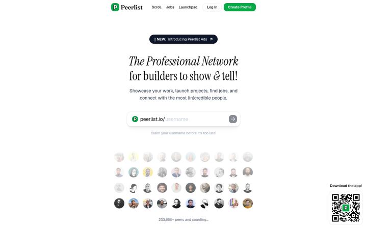 Screenshot of peerlist.io