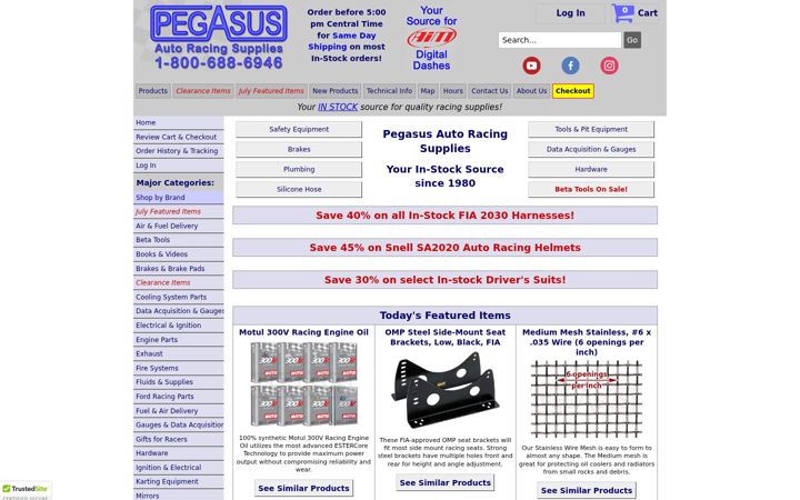 Screenshot of pegasusautoracing.com