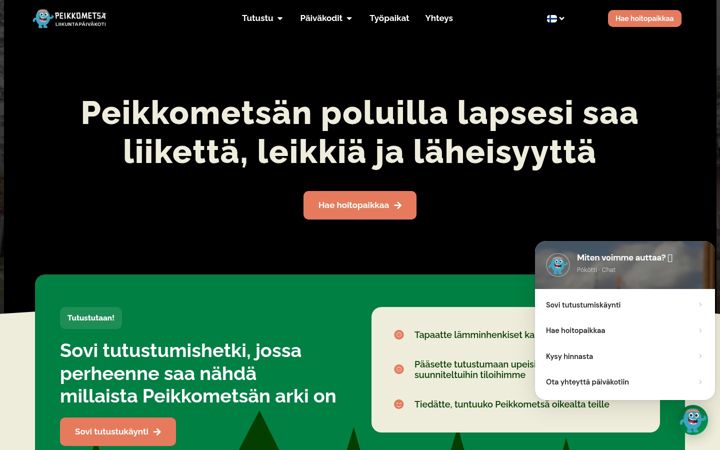 Skjermbilde av peikkometsa.fi